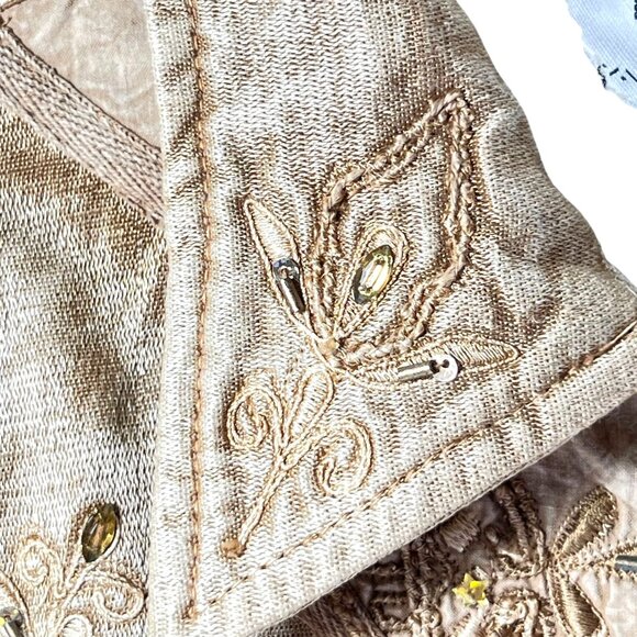 FlashBack Couture Gold Embroidered Embellished Jacket Beaded Button Down Pockets - Picture 4 of 16